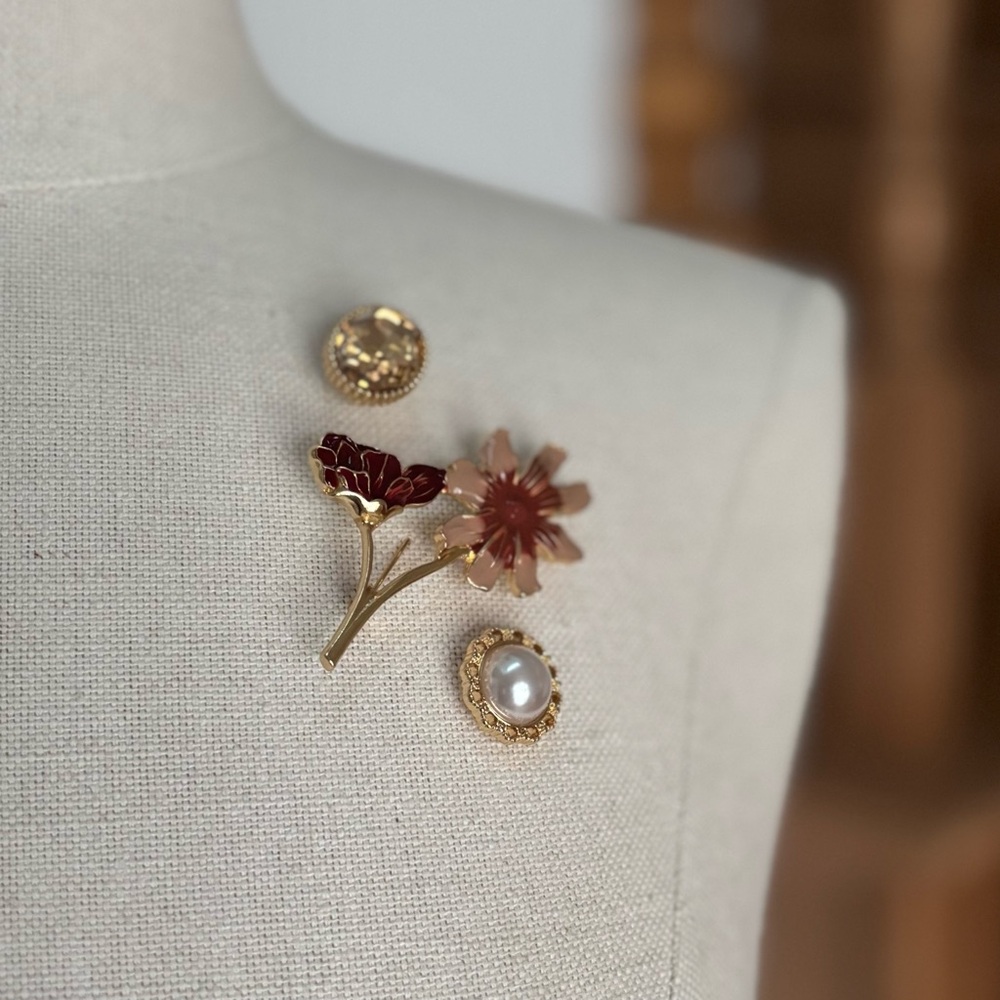 Vintage Inspired Gold Tone Set of 3 Brooches